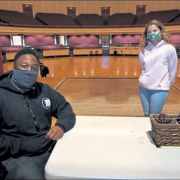 Cti health safety content coordinator Vernon smith left and group leader tiffany De oliveira both of lowell inside lowell Memorial auditorium